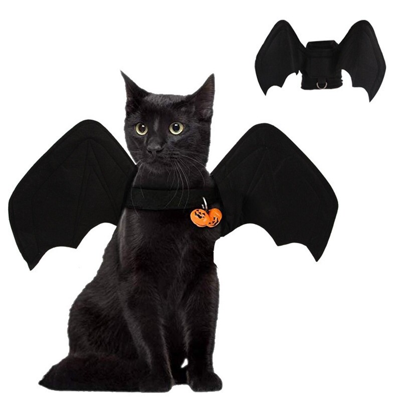 Cat Clothes Halloween Dog Costumes Pet Clothes Bat Wings Bells Fancy Dress Costume Outfit Wings Cat Costumes Photo Props