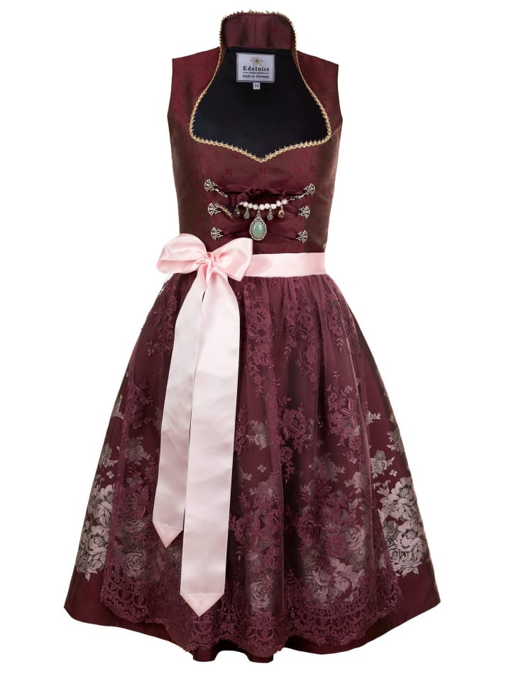Edelnice Midi Dirndl 2-teilig Stella in bordeaux günstig kaufen