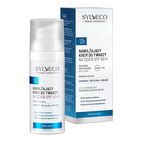 Sylveco Dermo Sucha skóra, krem nawilżający do twarzy na dzień SPF 50, 50 ml