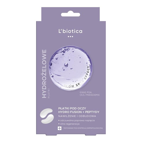 L`Biotica PGA Hydro Fusion + Peptydy, hydrożelowe płatki pod oczy, 2 szt.