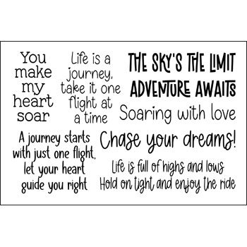 Heart Hot Air Balloon Phrases Clear Stamp Set 8 Stamps