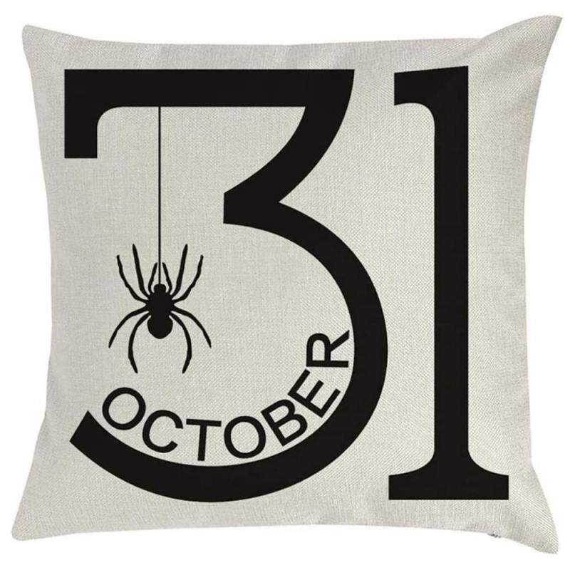 45x45cm Julkuddfodral Halloween bomullslinnegran nyår dekorativa kuddar för kuddfodral Prydnadskudde