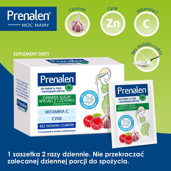 Prenalen Protecta, proszek do rozpuszczania o smaku malinowym, saszetki, 5 g x 14 szt.