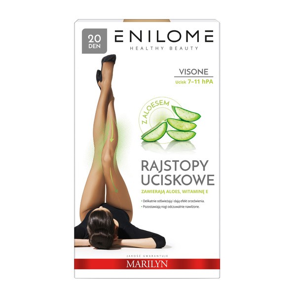 Enilome Healthy Beauty Aloe, rajstopy uciskowe, półmatowe, kolor Visone, rozmiar XL, 20 DEN