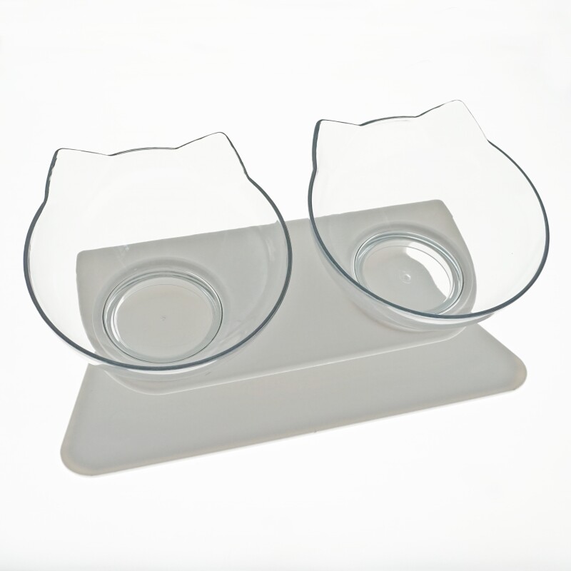 Double Cat Bowl For Cats Water Bowl Transparent Non Slip Cat Food Bowl For Dogs Bowls Eating Pet Feeder With Stand Dropshipping