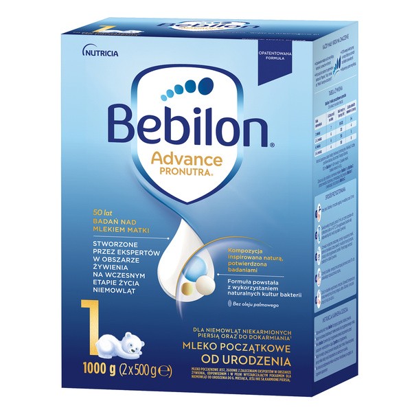 Bebilon Advance Pronutra 1, mleko początkowe od urodzenia, proszek, 1000 g (2 x 500 g)