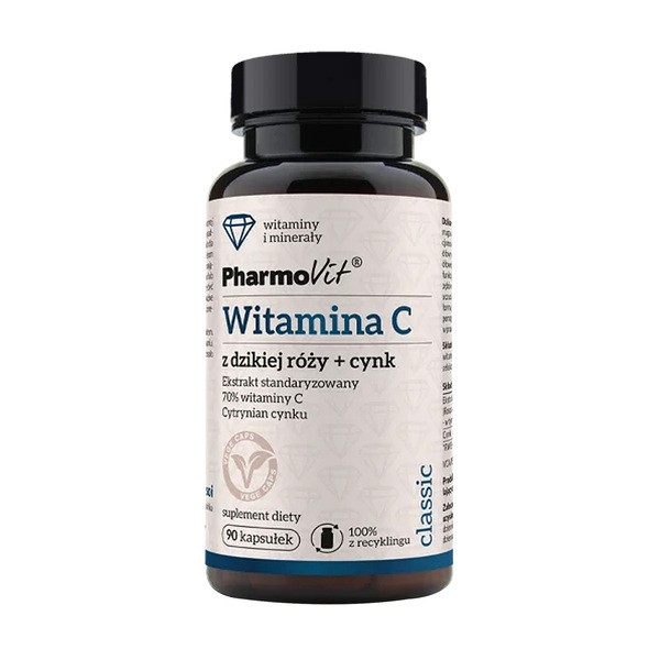 Pharmovit, Witamina C z dzikiej róży + cynk, kapsułki, 90 szt.