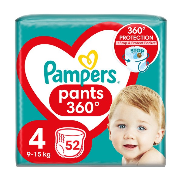 Pampers Pants 4 (9−15 kg), pieluchomajtki jednorazowe, 52 szt.