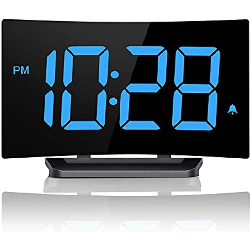 Wekker, slaapkamerklok met 6 helderheidsniveaus, 3 alarmgeluiden, instelbaar volume, EasyAlarm-klok voor kinderen en volwassenen, compacte bureauklok voor slaapkamer of kantoor, snooze-functie, 12/24-uurs weergave