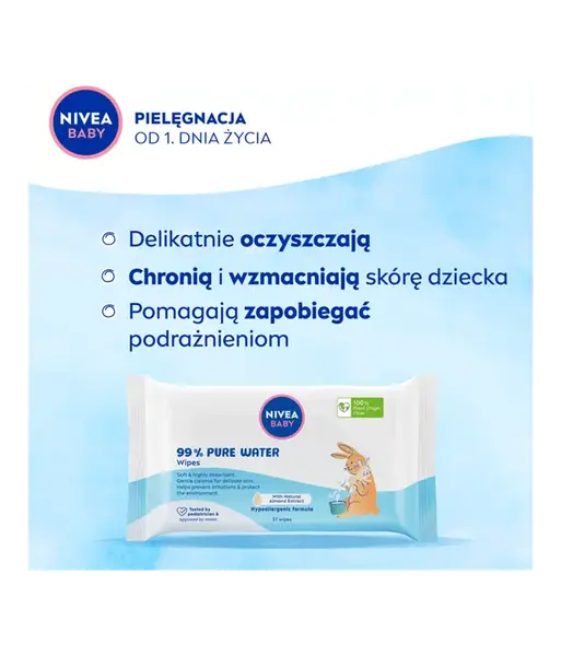 Nivea Baby, Chusteczki 99% Pure Water, 57 szt.
