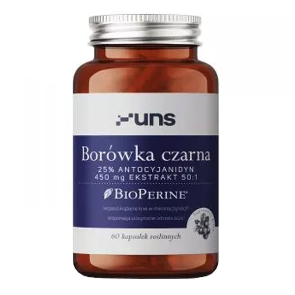 Uns Borówka czarna + Bioperine, kapsułki twarde, 60 szt.