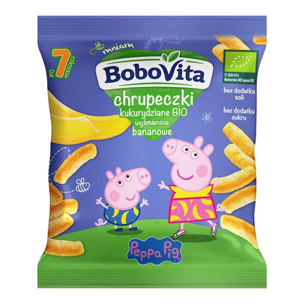 BoboVita Bio, chrupeczki kukurydziane bananowe, 7 m+, 20 g