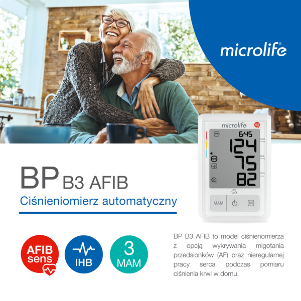 Microlife BP B3 AFIB, ciśnieniomierz automatyczny, naramienny, 1 szt.