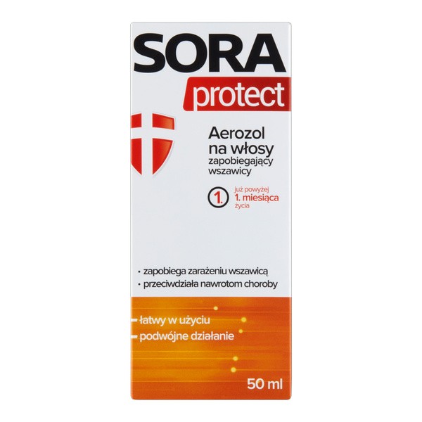 Sora Protect, aerozol na włosy zapobiegający wszawicy, 50 ml