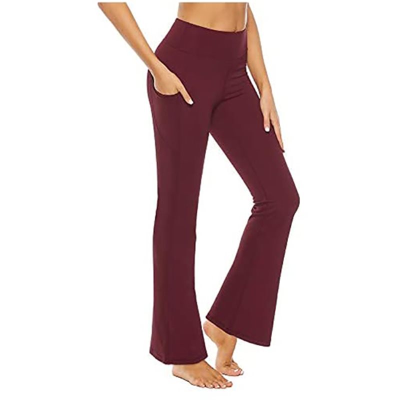 Stelle Dam Bootcutbyxor med Fickor Högmidjade Bootleg Träningsbyxor Utsvängda Arbetsbyxor 30/32 : Sport Utomhus