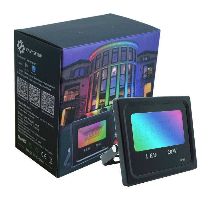 Faro LED intelligente da 20 W con controllo Bluetooth e app, luce LED a colori variabili per esterni, faretto da parete, luce da palcoscenico per feste e giardino