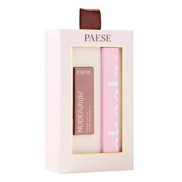 Paese, zestaw świąteczny Cheeky Nude Look, tusz do rzęs, 9 ml + pomadka do ust 4,5 g