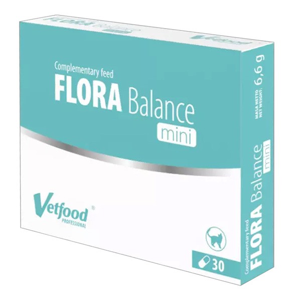 Vetfood Flora Balance mini, synbiotyk wspierający mikroflorę jelitową kotów, kapsułki, 30 szt. (blister)