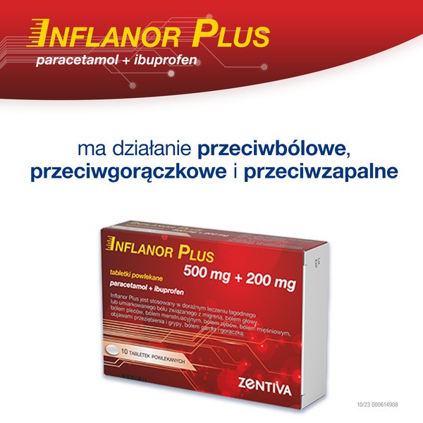 Inflanor Plus, 500 mg + 200 mg, tabletki powlekane, 10 szt.