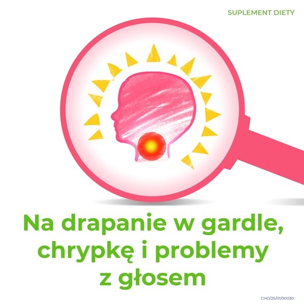 Cholinex Junior, pastylki do ssania, smak malinowy, 16 szt.