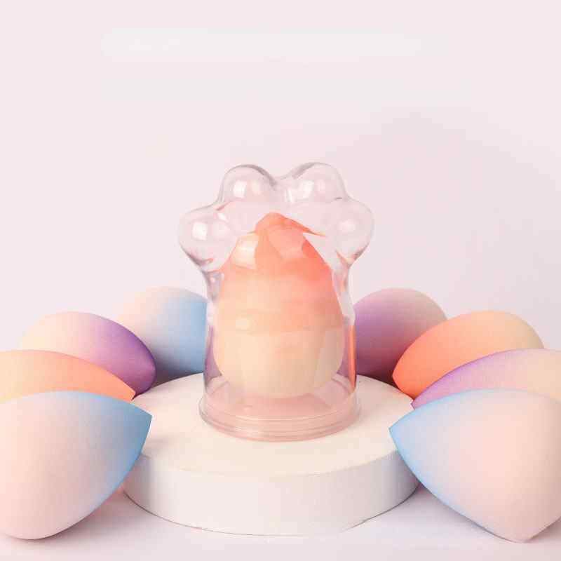 Ovo de beleza com formato de pata de gato, cor degradê, misturador de maquiagem, conjunto de ovo de beleza, almofada de cor, esponja de maquiagem, ferramenta para uso seco e úmido.