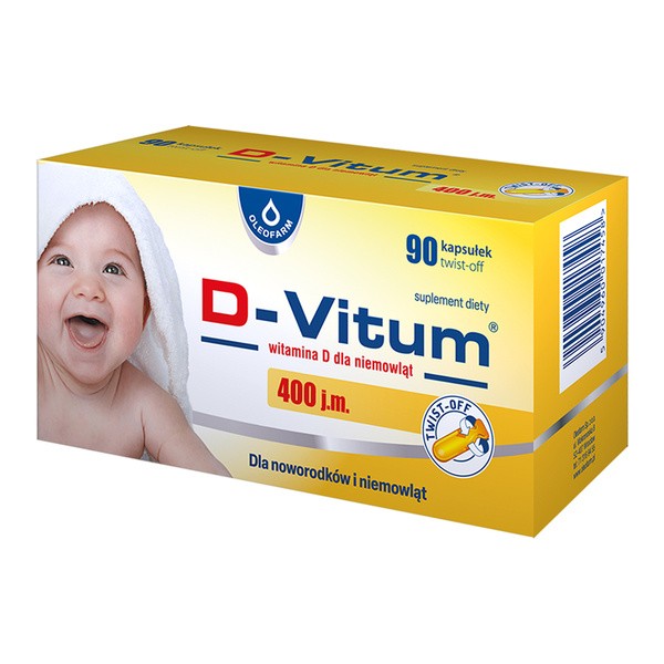 D-Vitum Witamina D dla niemowląt 400 j.m., kapsułki twist-off, 90 szt.