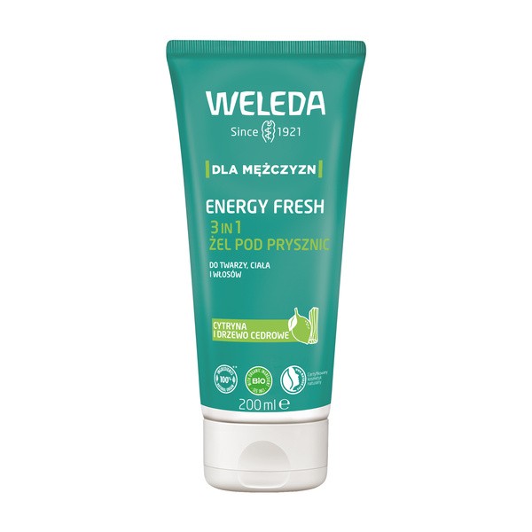 Weleda Energy Fresh 3in1, żel pod prysznic dla mężczyzn, 200 ml