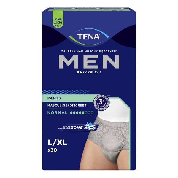 Tena Men Pants Normal, majtki chłonne, rozmiar L/XL, grey, 30 szt.