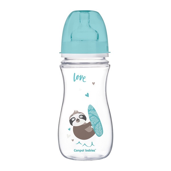 Canpol Easy Start Toys, butelka szerokootworowa, antykolkowa, niebieska, 300 ml