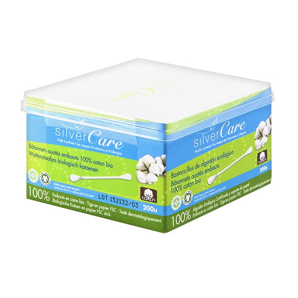 Masmi Silver Care, patyczki higieniczne do uszu, 100% bawełny organicznej, 200 szt.