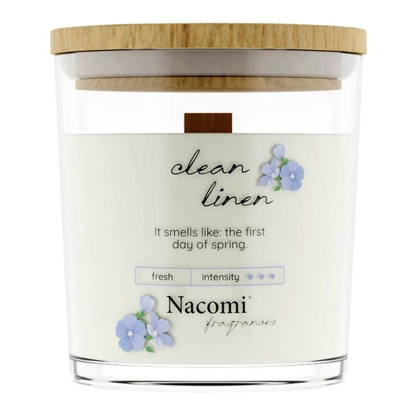 Nacomi Fragrances, clean linen, świeca sojowa, 140 g