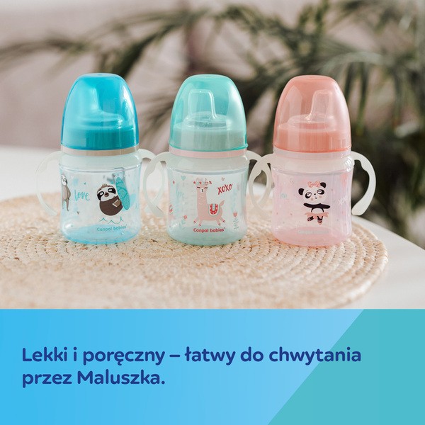 Canpol Easy Start, kubek treningowy, Exotic Animals, niebieski, 120 ml