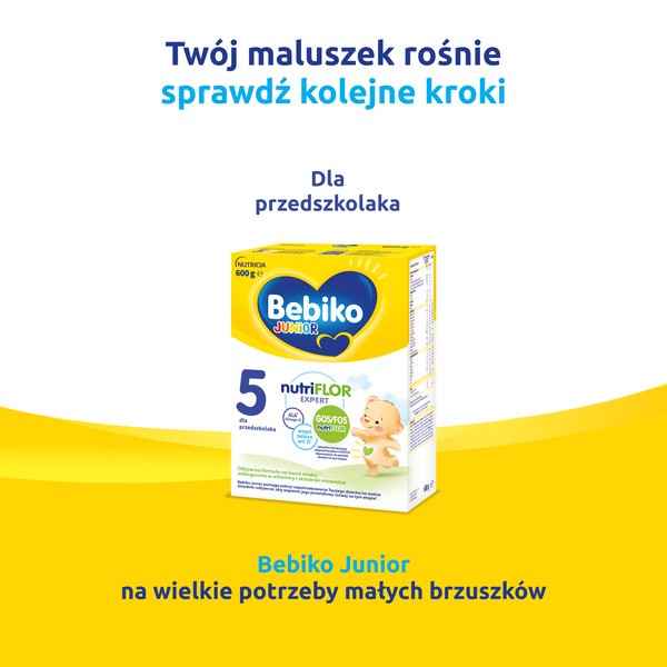 Bebiko Junior 4 NUTRIflor Expert, odżywcza formuła na bazie mleka, powyżej 2. roku życia, proszek, 600 g