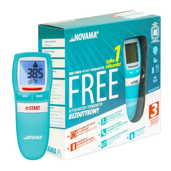 Termometr Novama Free, NT17, bezdotykowy, akwamaryna, 1 szt.