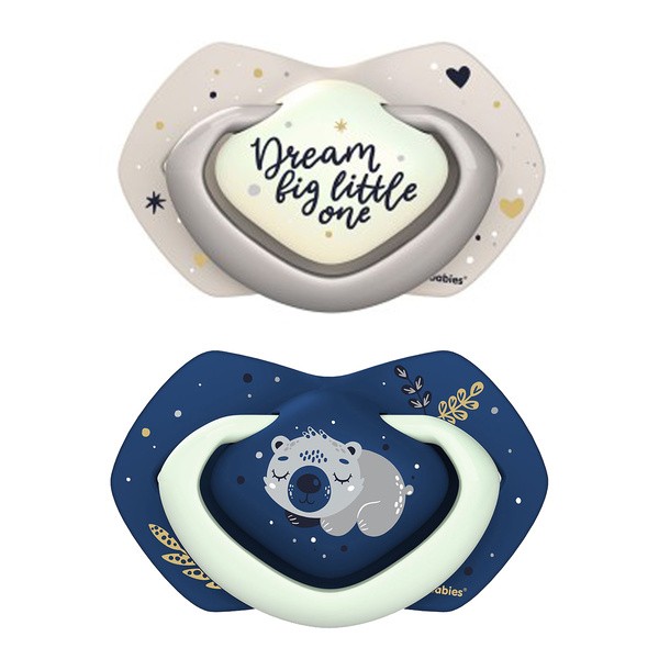 Canpol Babies, smoczek silikonowy symetryczny, light touch, Sleepy Koala, blue, 6-18 m, 2 szt.