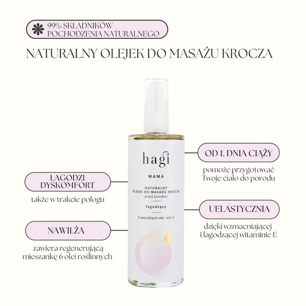 Hagi Mama, olejek do masażu krocza, przed porodem, 100 ml