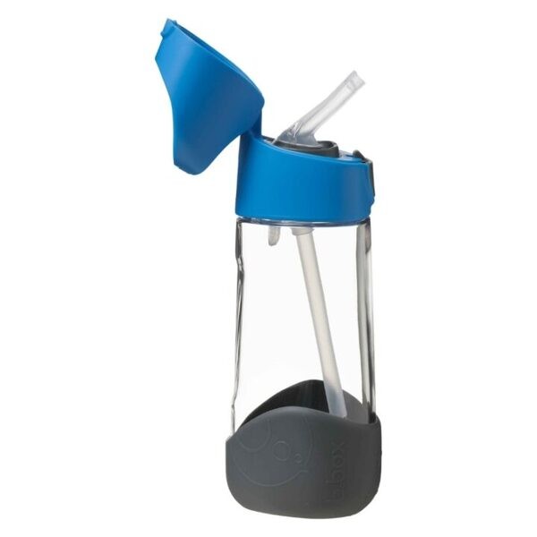 B.BOX, bidon dla dziecka, butelka na wodę ze słomką tritanowy, Blue Slate, 9 m+, 450 ml