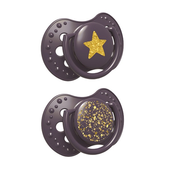 Canpol Lovi, smoczek silikonowy uspokajający dynamiczny, Stardust Violet, 18 m+, 2 szt.