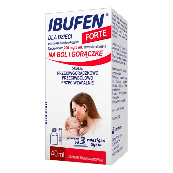 Ibufen forte dla dzieci o smaku truskawkowym, 200 mg/5 ml, zawiesina doustna, 40 ml