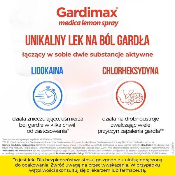 Gardimax medica lemon spray, aerozol do stosowania w jamie ustnej, 30 ml
