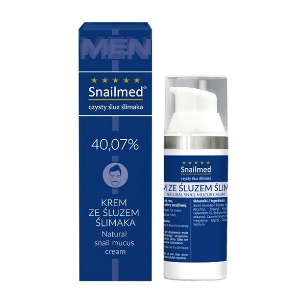 Snailmed, wielofunkcyjny Krem do twarzy dla mężczyzn z naturalnym śluzem ślimaka, 30 ml