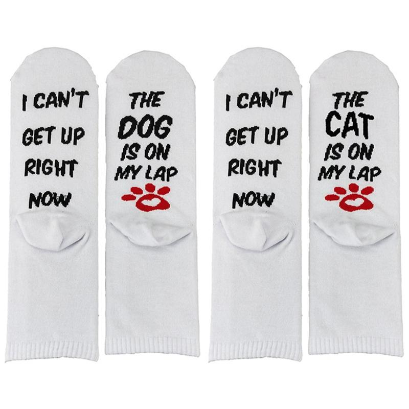 1 para skarpetek unisex „Nie mogę teraz wstać, pies jest na moich kolanach” Damskie zabawne skarpetki z niskim wycięciem do kostki Skarpetki codzienne Skarpetki świąteczne