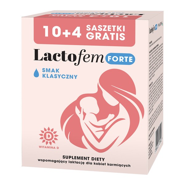 Lactofem Forte, saszetki z proszkiem, smak klasyczny, 14 szt. (10 szt. + gratis 4 szt.)