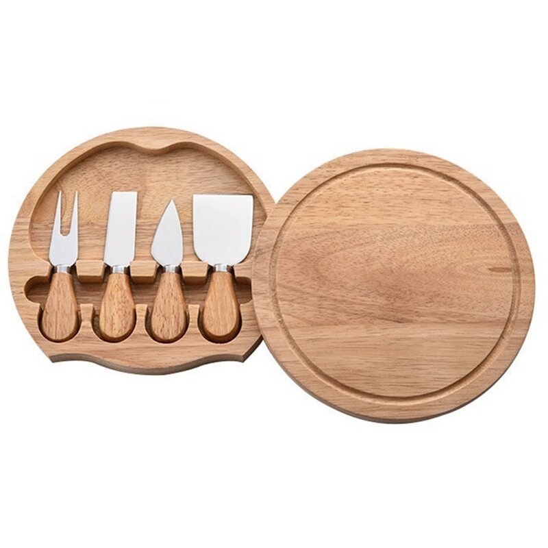 Plateau à fromage et couteau assortis, planche à charcuterie ronde en bambou, plateau pivotant à viande, plateau personnalisé pour les fêtes