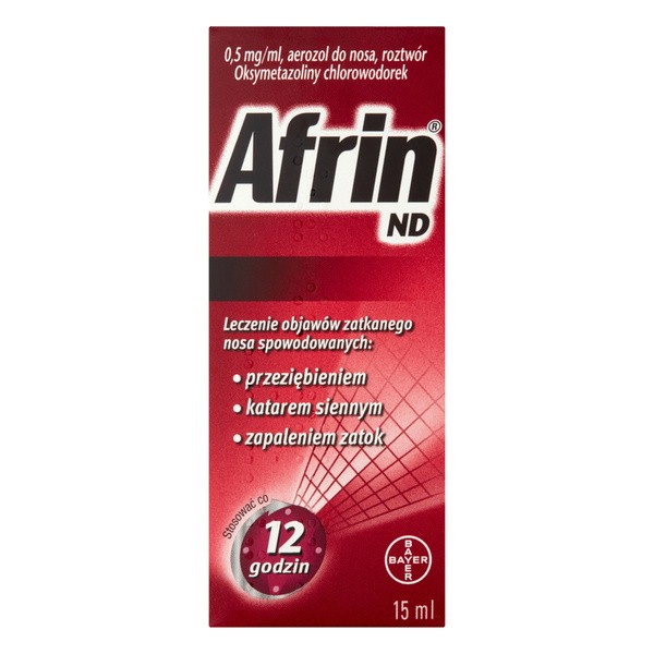 Afrin ND, 0,5 mg/ml, aerozol do nosa, 15 ml
