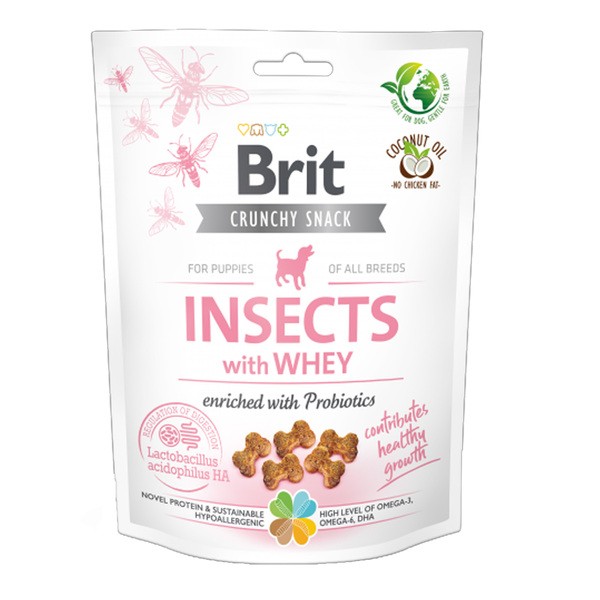 Brit Care Dog Crunchy Cracker Puppy Insects & Whey, przysmak dla szczeniąt z owadami i serwatką, 200 g