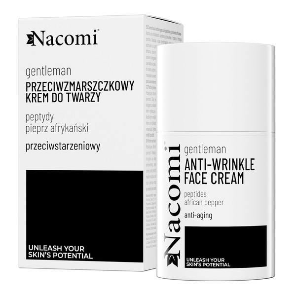 Nacomi Gentleman, przeciwzmarszczkowy krem do twarzy z peptydami i pieprzem afrykańskim, 50 ml