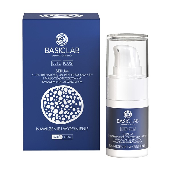 BasicLab Esteticus, nawilżenie i wypełnienie, serum z 10% trehalozą, 5% SNAP-8, 15 ml