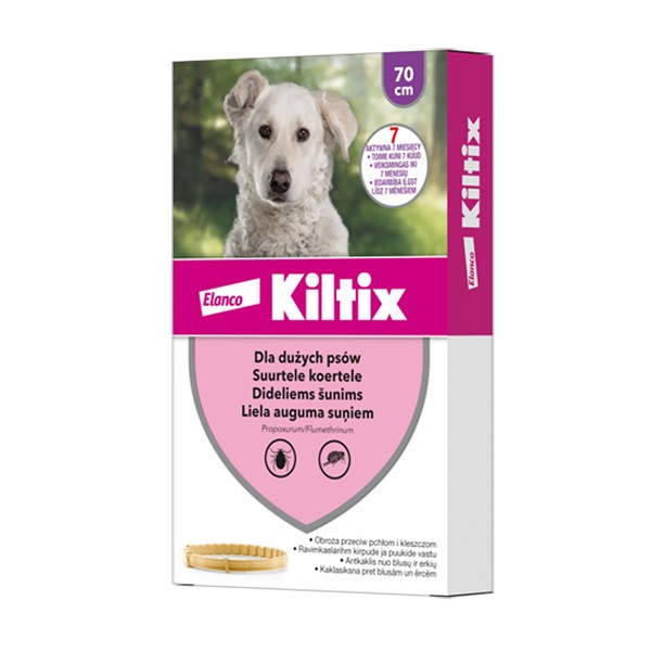 Kiltix, obroża przeciw kleszczom i pchłom dla dużych psów, 70 cm, 1 szt.