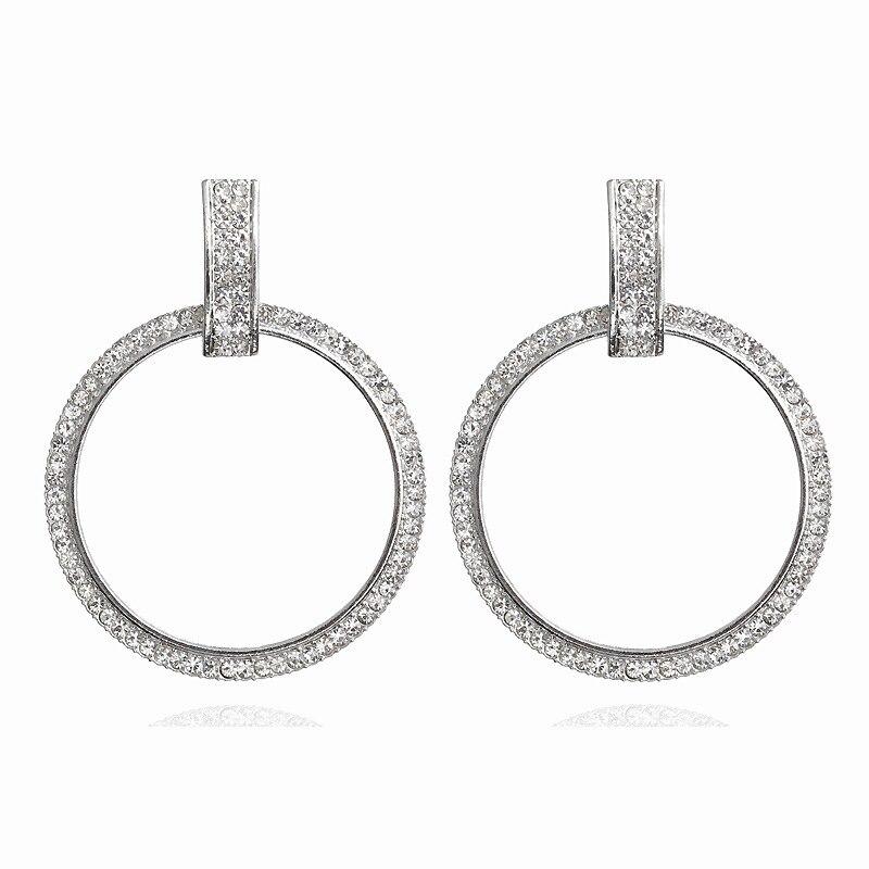 Nowe koreańskie kolczyki z cyrkonii cyrkoniowej w kształcie koła dla kobiet, proste, okrągłe kolczyki w kolorze złota i srebra, biżuteria imprezowa 2E1065